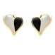 9ct Yellow Gold Whitby Jet White Mother of Pearl Split Heart Stud Earrings E364