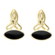 9ct Yellow Gold Whitby Jet Wide Marquise Celtic Stud Drop Earrings E977