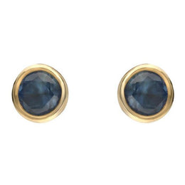 9ct Yellow Gold Sapphire Small Round Stud Earrings. 03-20-118.