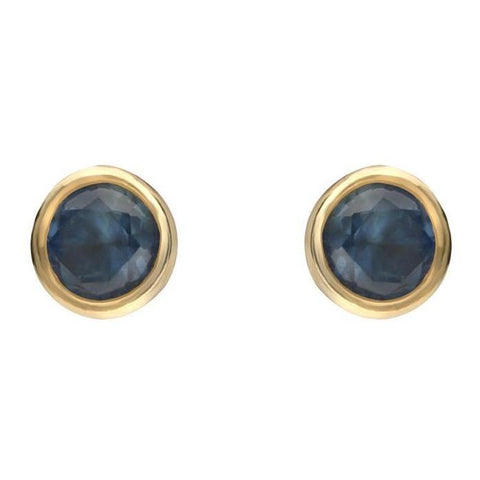 9ct Yellow Gold Sapphire Small Round Stud Earrings. 03-20-118.