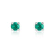 9ct White Gold Emerald 3mm Round Claw Set Stud Earrings. 33-22-054.