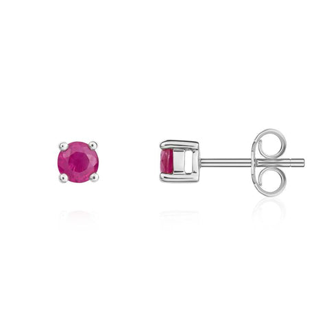 9ct White Gold Ruby 4mm Round Claw Set Stud Earrings. 33-23-009_2