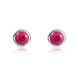 9ct White Gold Ruby 4mm Round Rub Over Set Stud Earrings. 33-23-003.