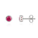 9ct White Gold Ruby 4mm Round Rub Over Set Stud Earrings. 33-23-003.