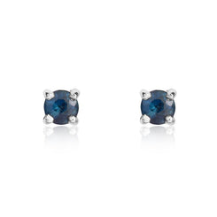 9ct White Gold Sapphire 3mm Round Claw Set Stud Earrings, 33-21-006.
