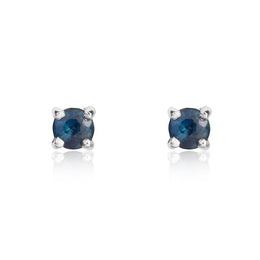 9ct White Gold Sapphire 3mm Round Claw Set Stud Earrings, 33-21-006.