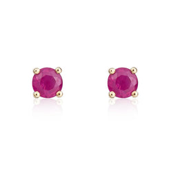9ct Yellow Gold Ruby 4mm Round Claw Set Stud Earrings. 33-23-033.