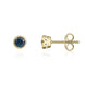 9ct Yellow Gold Sapphire 3mm Round Stud Rub Over Set Stud Earrings. 33-21-063.