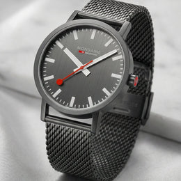 Mondaine Classic Grey Stainless Steel Watch