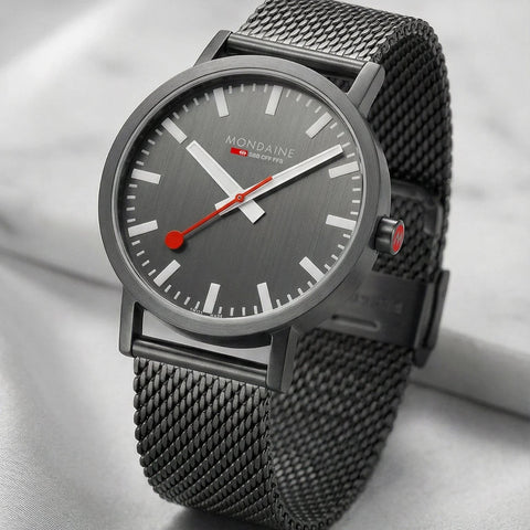 Mondaine Classic Grey Stainless Steel Watch