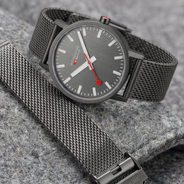 Mondaine Classic Grey Stainless Steel Watch