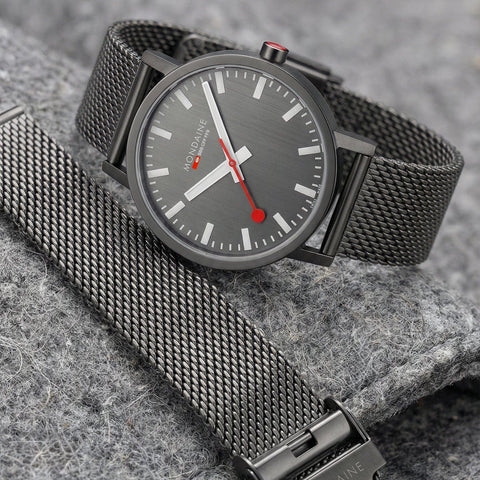 Mondaine Classic Grey Stainless Steel Watch