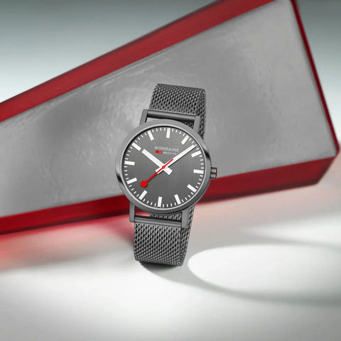 Mondaine Classic Grey Stainless Steel Watch