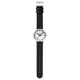 Mondaine Classic Day Date Black Vegan Leather Watch