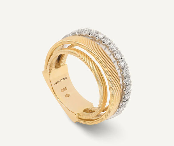 Marco Bicego Masai 18ct Yellow Gold 4-Strand Coil 0.38ct Diamond Ring