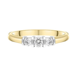 18ct Yellow Gold 0.35ct Diamond Trilogy Bar Set Ring, FEU-2311