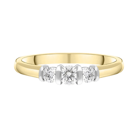 18ct Yellow Gold 0.35ct Diamond Trilogy Bar Set Ring, FEU-2311