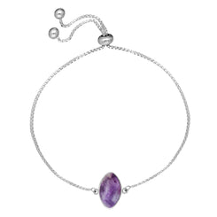 Sterling Silver Blue John Portrait Marquise Adjustable Bracelet