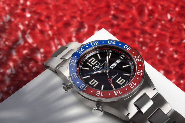 Ball Watch Company Roadmaster Marine GMT Limited Edition Watch with black dial, titanium strap, titanium case