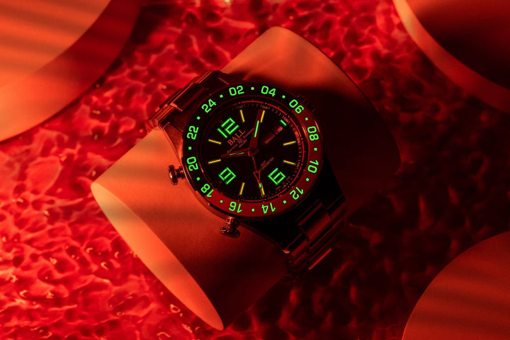Ball Watch Company Roadmaster Marine GMT Limited Edition Watch with black dial, titanium strap, titanium case