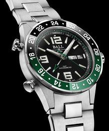 Ball Watch Company Roadmaster Marine GMT Limited Edition Watch with black dial, titanium strap, titanium case