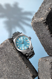 Ball Watch Company Engineer III Marvelight Chronometer 36 Watch with blue dial, steel bracelet, steel case