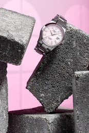 Ball Watch Company Engineer III Marvelight Chronometer 36 Watch with pink dial, steel bracelet, steel case