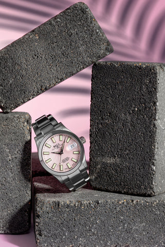 Ball Watch Company Engineer III Marvelight Chronometer 36 Watch with pink dial, steel bracelet, steel case