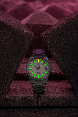 Ball Watch Company Engineer III Marvelight Chronometer 36 Watch with pink dial, steel bracelet, steel case