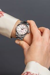 Ball Watch Company Engineer III Marvelight Chronometer 36 Watch with pink dial, steel bracelet, steel case