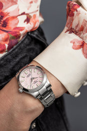 Ball Watch Company Engineer III Marvelight Chronometer 36 Watch with pink dial, steel bracelet, steel case