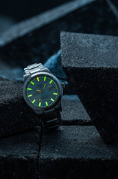 Ball Watch Company Engineer III Marvelight Chronometer Day Date Watch with blue dial, steel bracelet, steel case