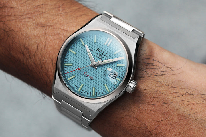 Ball Watch Company Roadmaster Perseverer 40mm Watch with blue dial, steel bracelet, steel case