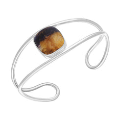 Sterling Silver Blue John Abstract Oval Cuff Bangle