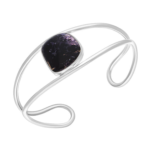 Sterling Silver Blue John Abstract Oval Cuff Bangle