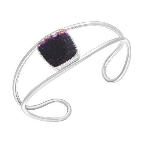 Sterling Silver Blue John Abstract Oval Cuff Bangle