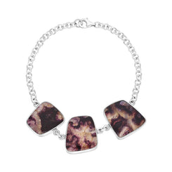 Sterling Silver Blue John Abstract Oval Unique Bracelet