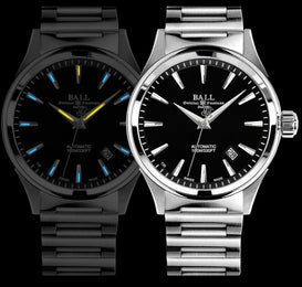 Ball Watch Company Fireman Victory Watch with black dial, steel bracelet, steel case