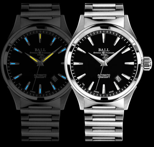 Ball Watch Company Fireman Victory Watch with black dial, steel bracelet, steel case