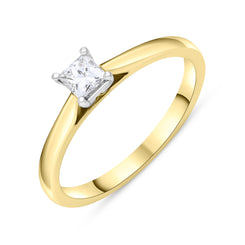 18ct Yellow Gold 0.24ct Diamond Princess Cut Solitaire Ring