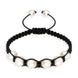 Black Leather White Pearl Bracelet, B853.