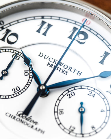 Duckworth Prestex Watch Bolton Chronograph White Black Leather