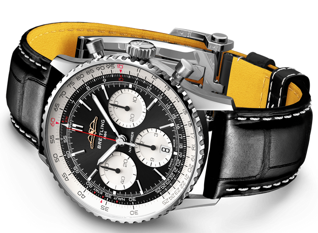 Breitling Navitimer B01 41 Black Croc Folding Clasp Watch