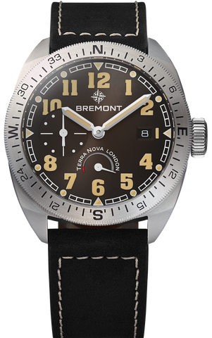 Bremont Watch Terra Nova 40.5 Turning Bezel Power Reserve Black Leather TN40-PWR-SS-BK-L-S