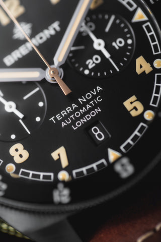 Bremont Watch Terra Nova 42.5 Steel Chronograph Leather TN42-CHR-SS-BK-L-S