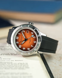 Duckworth Prestex Broadgate GMT Orange Black Rubber Watch