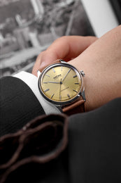 Vulcain Grand Prix Champagne Black Calf Leather Watch