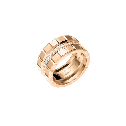 Chopard Ice Cube 18ct Rose Gold Diamond Double Wide Ring