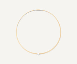 Marco Bicego Masai 18ct Yellow Gold Coil 0.52ct Cushion Cut Diamond Necklace