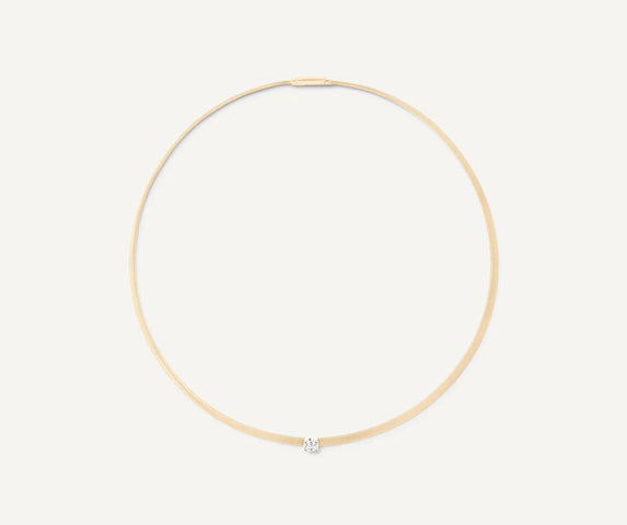 Marco Bicego Masai 18ct Yellow Gold Coil 0.52ct Cushion Cut Diamond Necklace